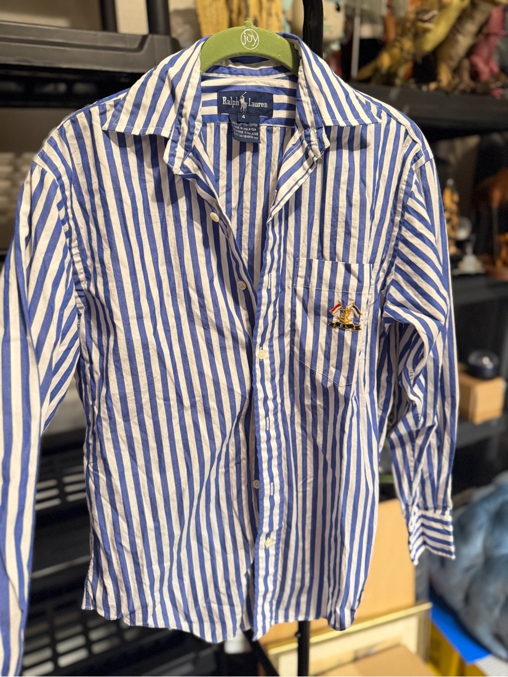 Ralph Lauren Blue and White Vertical Stripe Button-Down Shirt